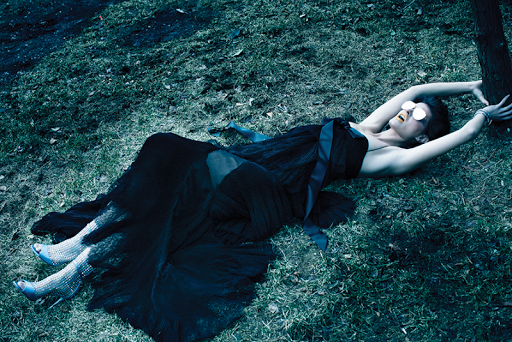 Fashion editorial featuring looks from Alexandre Vauthier, Swarovski and Rene Caovilla.