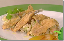 Panzanella con alici fritte