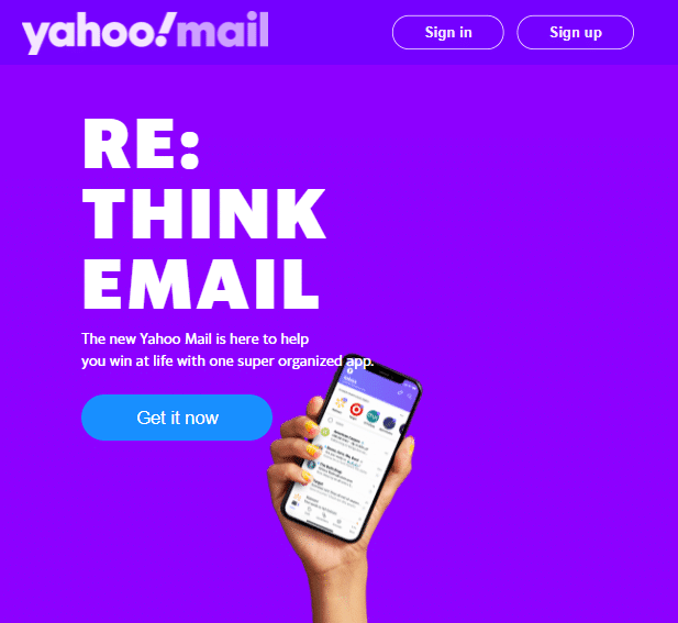 หน้าลงชื่อสมัครใช้ Yahoo Mail