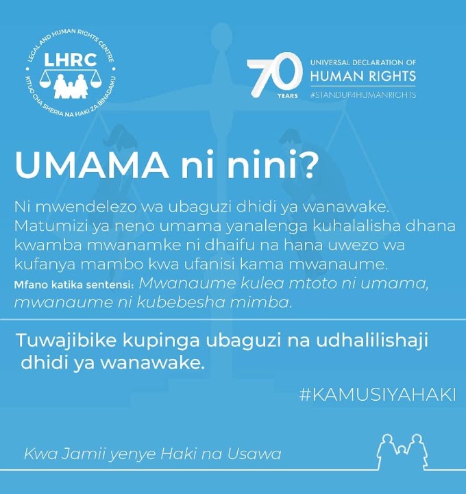 LHRC Wapinga Matumizi ya neno "HUO NI UMAMA" Kwa Madai Kwamba Linawadhalilisha Wanawake