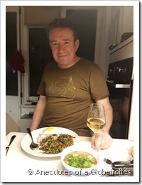 Clemens waiting to enjoy a Thai dinner prepared by me!