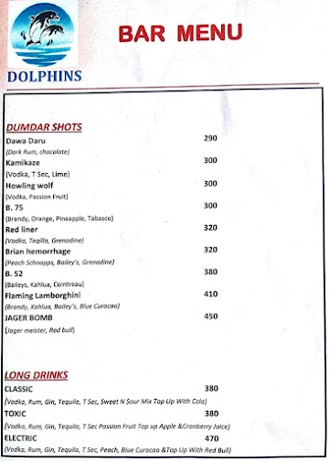 Dolphins Bar and Restaurant menu 