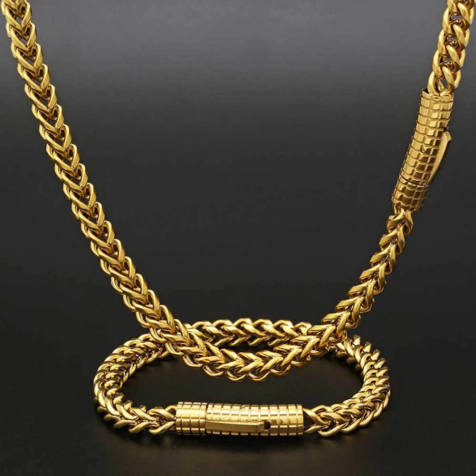 Collana Hip Hop in Acciaio Inossidabile con Chiusura a Molla da 6mm, Resistente ed Elegante, Perfetta per un Look Urbano e alla Moda.