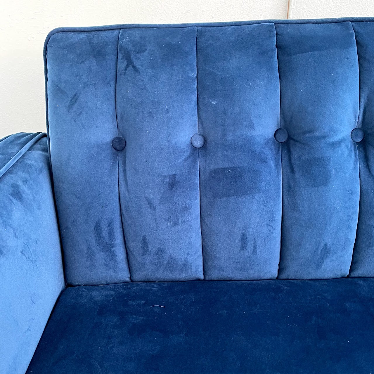 Blue Velvet Reclining Sofa