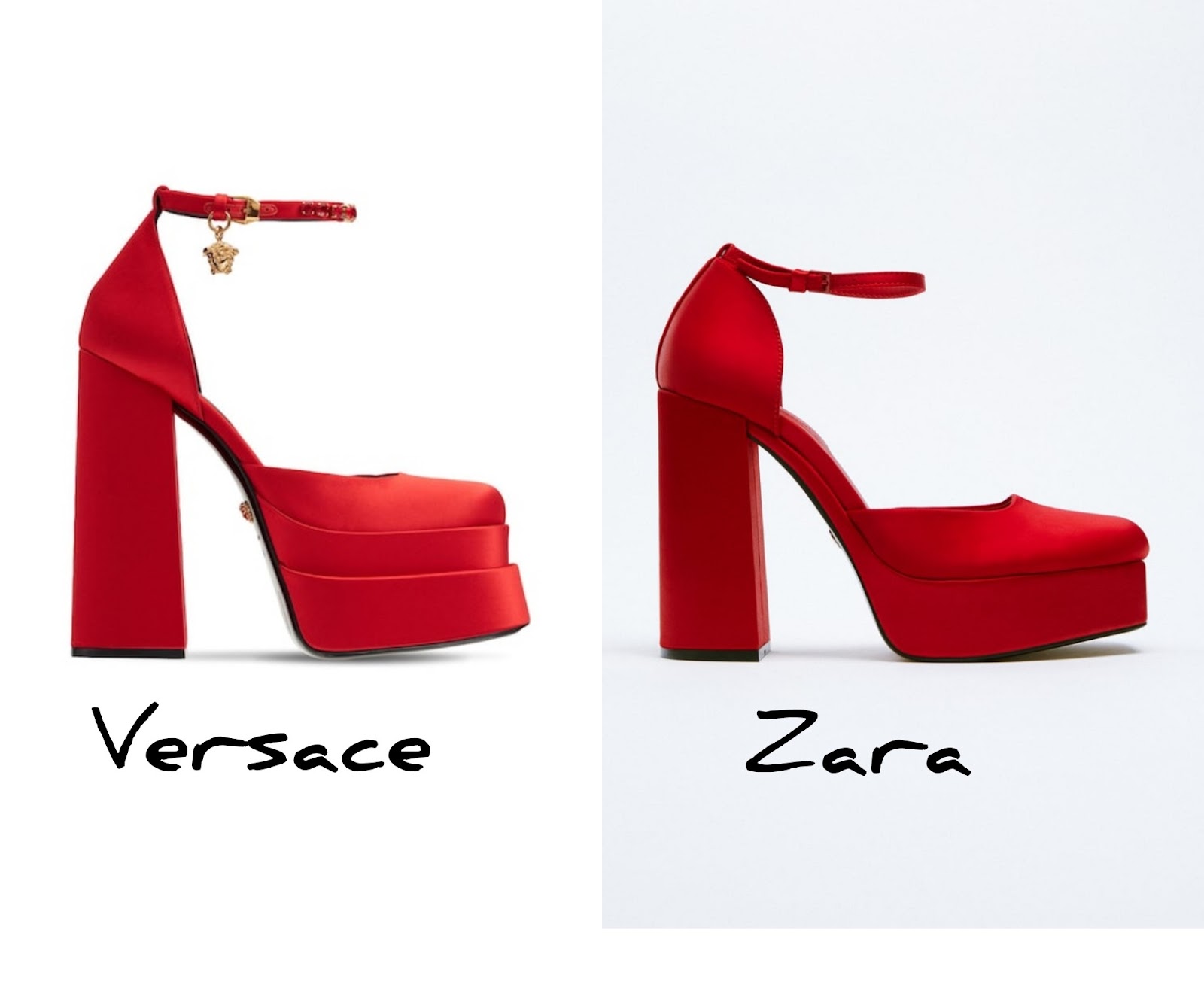 Clon zapatos plataforma Versace Zara