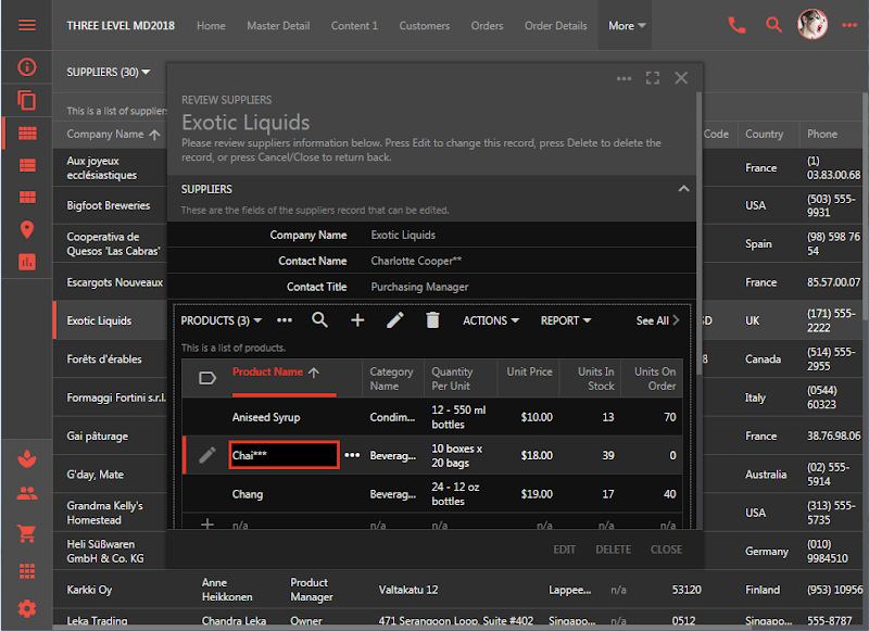Inline Editing mode in a form of app based on Touch UI created with Code On Time app generator. Inline Editing mode in a form of app based on Touch UI created with Code On Time app generator.