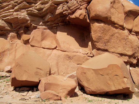 Inscription boulder (bottom-right) toppled from its original position