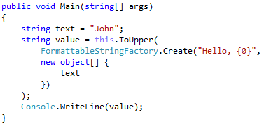 Interpolated strings as IFormattable objects