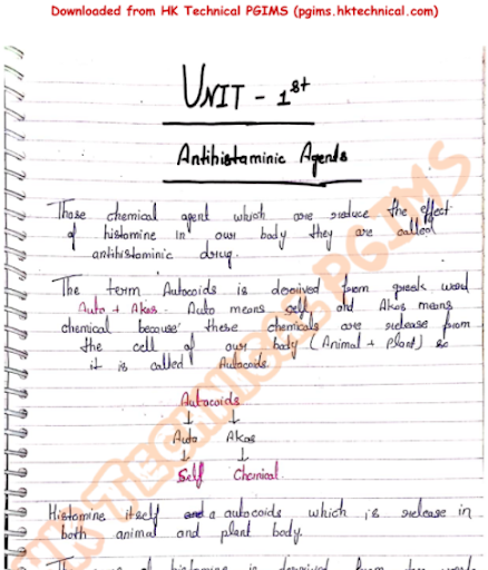 Medicinal Chemistry Unit 1 Coloured Notes 5th Semester B.Pharmacy ,BP501T Medicinal Chemistry II,BPharmacy,Handwritten Notes,BPharm 5th Semester,Important Exam Notes,