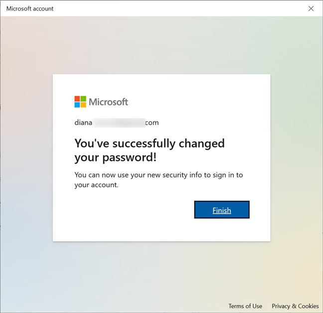 La password per il tuo account Microsoft è stata modificata