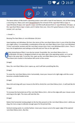 Android, Microsoft Word, документы, вставка, текстовые поля, ссылки, комментарии