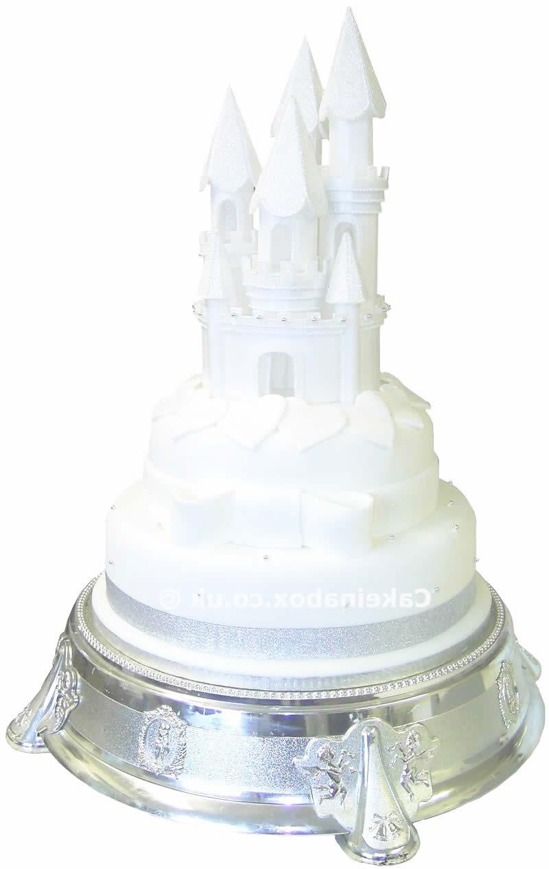 Wedding Cake - 2 Tier Round with Fiary Tale Castle: Hearts and Ribbon