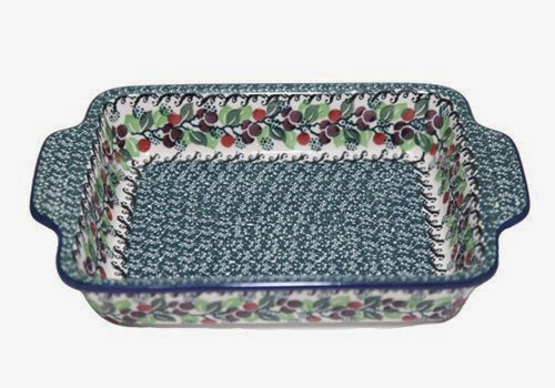  New Polish Pottery RECTANGULAR BAKER HANDLES MEDIUM Boleslawiec CA Pattern 1415