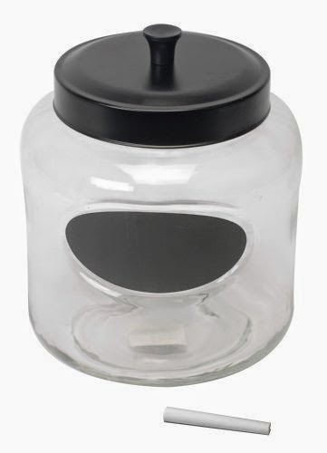  Housewares International Large 108-Ounce Chalk Label Glass Storage Jar with Brushed Metal Lid, Includes Chalk