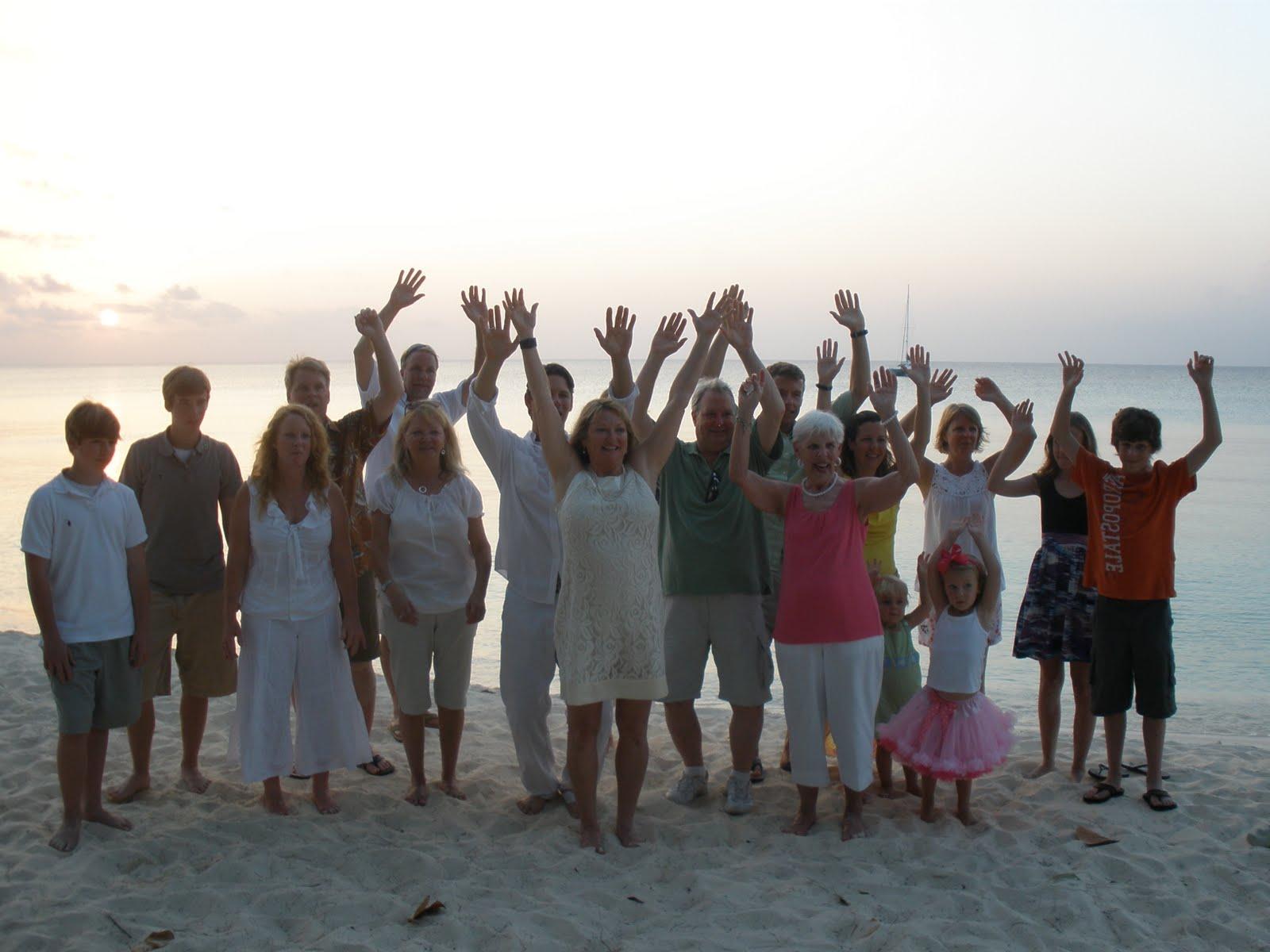 of the family who came along to be a part of their Grand Cayman wedding.