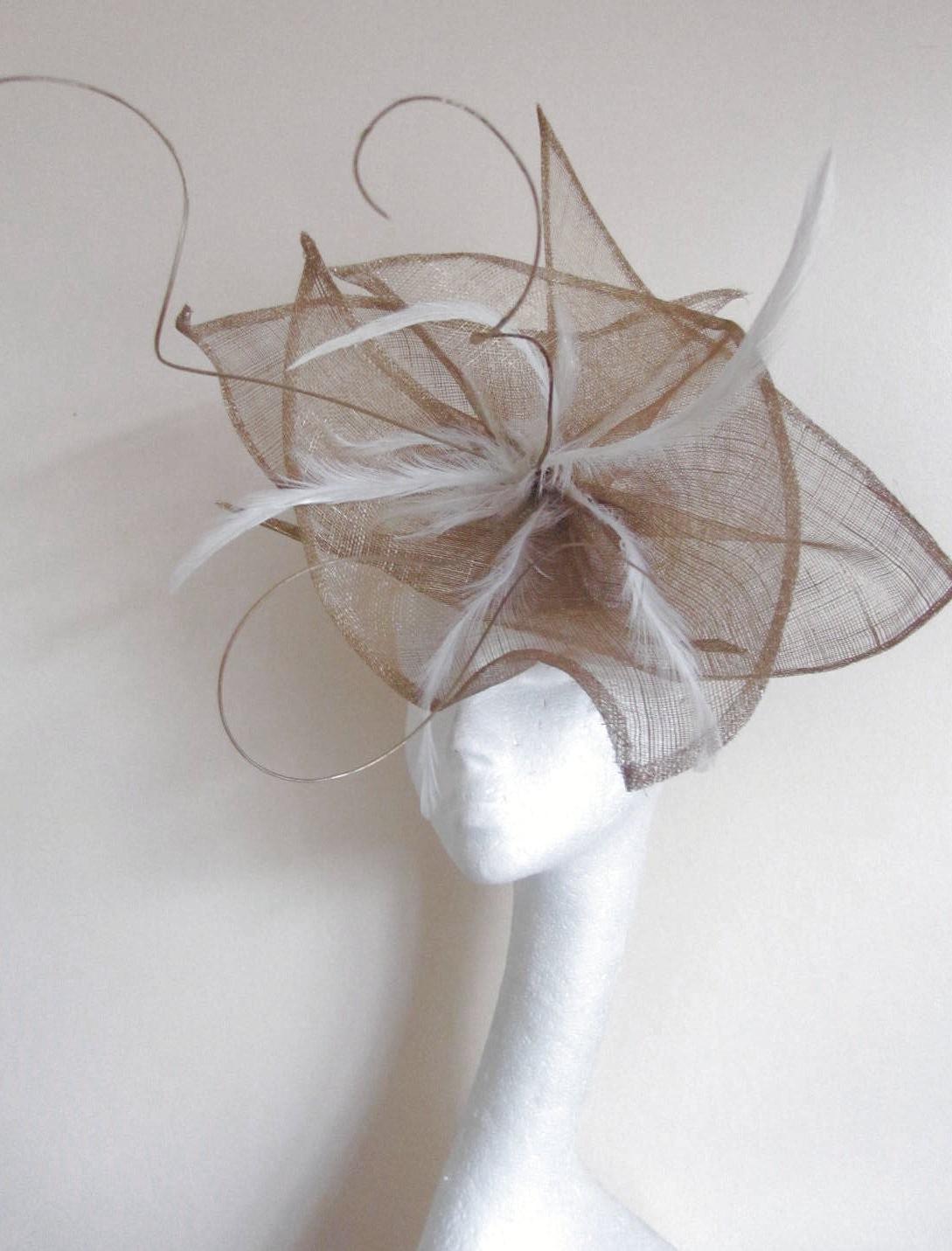 Metallic Gold Wedding Kentucky Derby Fascinator Hat