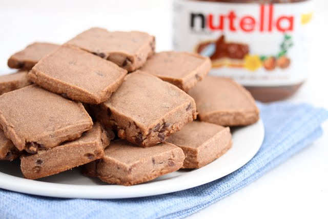 close-up photo of a plate of Nutella Shortbread Cookies