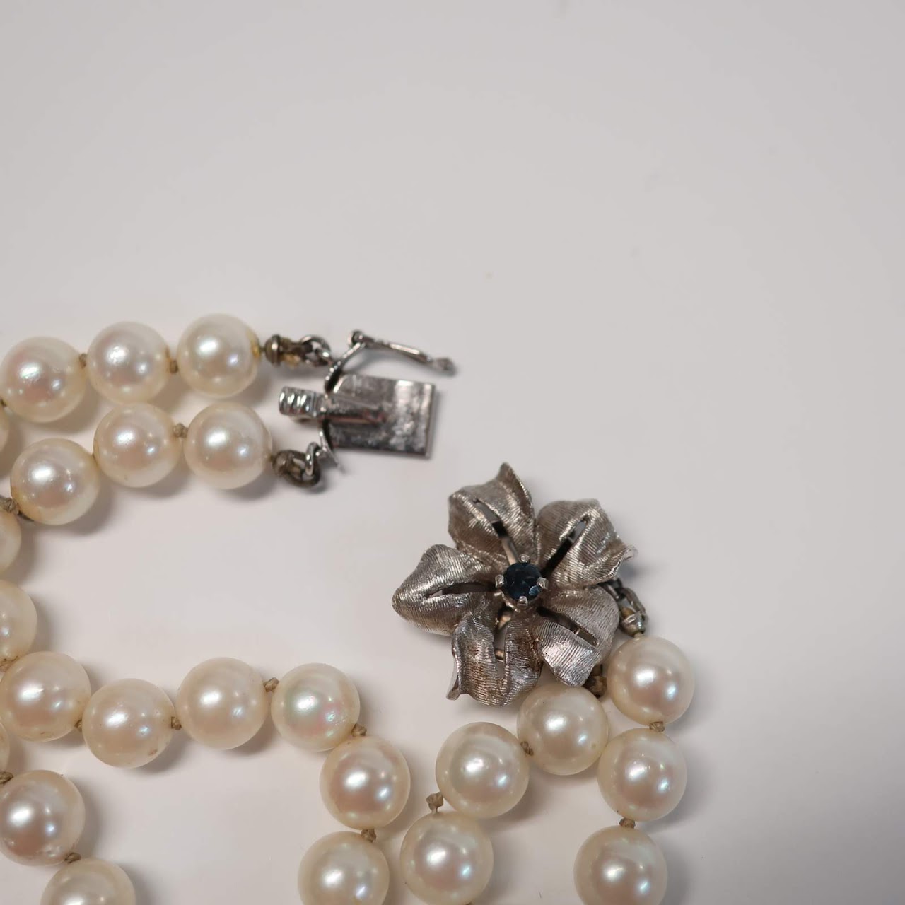 14K White Gold, Pearl and Sapphire Bracelet