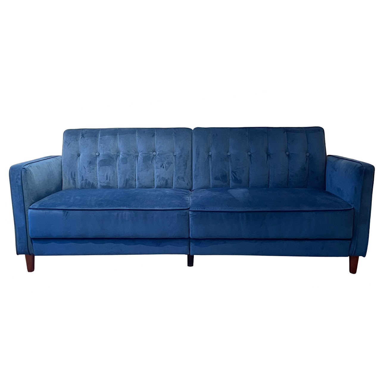 Blue Velvet Reclining Sofa