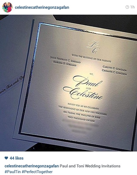 Paul Soriano-Toni Gonzaga wedding invitation