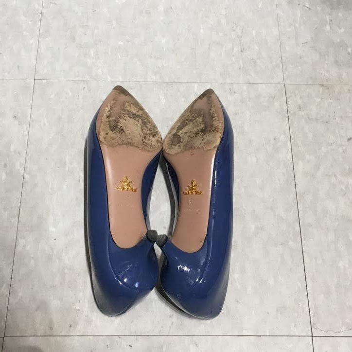 Prada Blue Patent Leather Kitten Heels