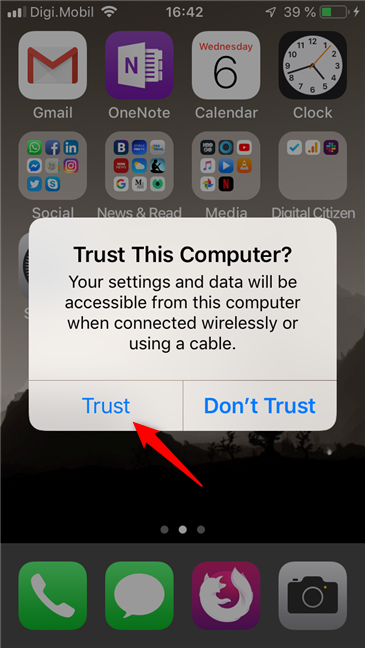 De Trust This Computer beantwoorden?  Vraag op de iPhone