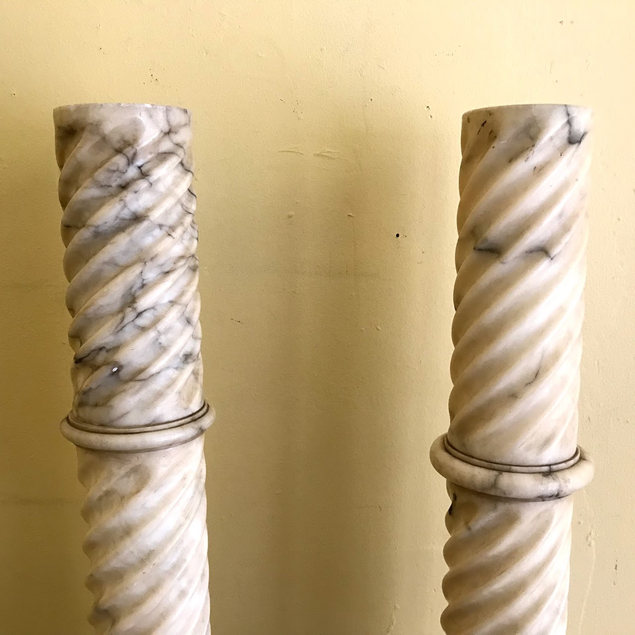 Pair of Marble Floor Candlesticks