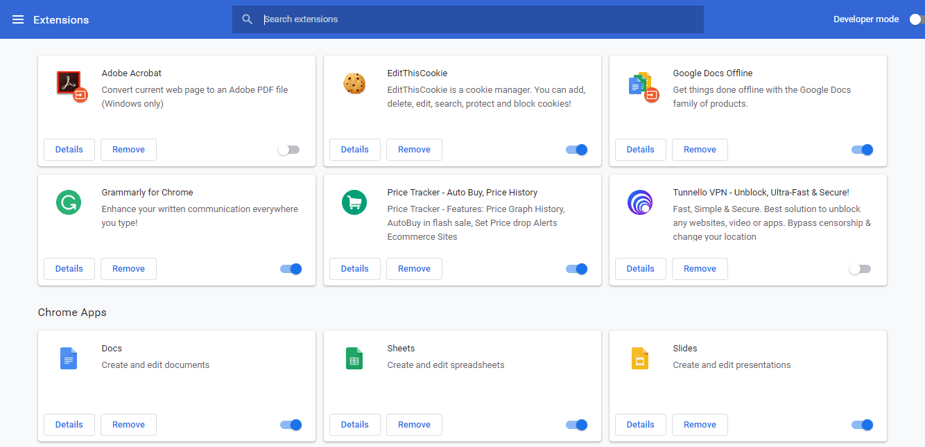 Chrome에 있는 모든 확장 프로그램 보기