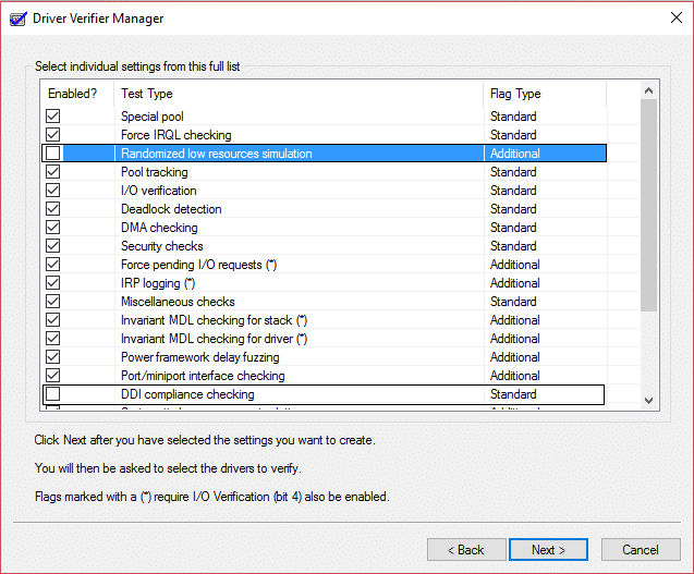 configuración del verificador de controladores