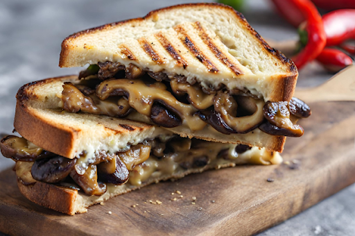 Grilled Mushroom and Chilli Cheese Sandwich