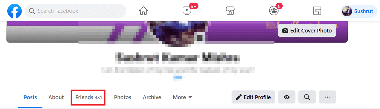 Facebookで友達リストを開くには、[友達]ボタンをクリックします