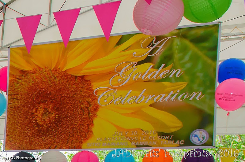 Tarpaulin with Sunflower and A Golden Celebration written on it