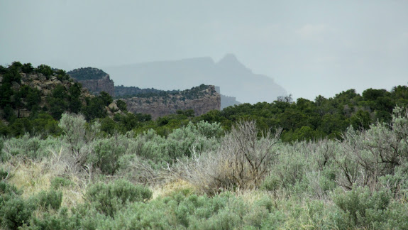 Mt. Elliott enshrouded in a rain storm