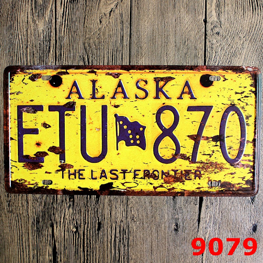 Title 5, Retro Road Guide Metal Sign Wall Decor, License...
