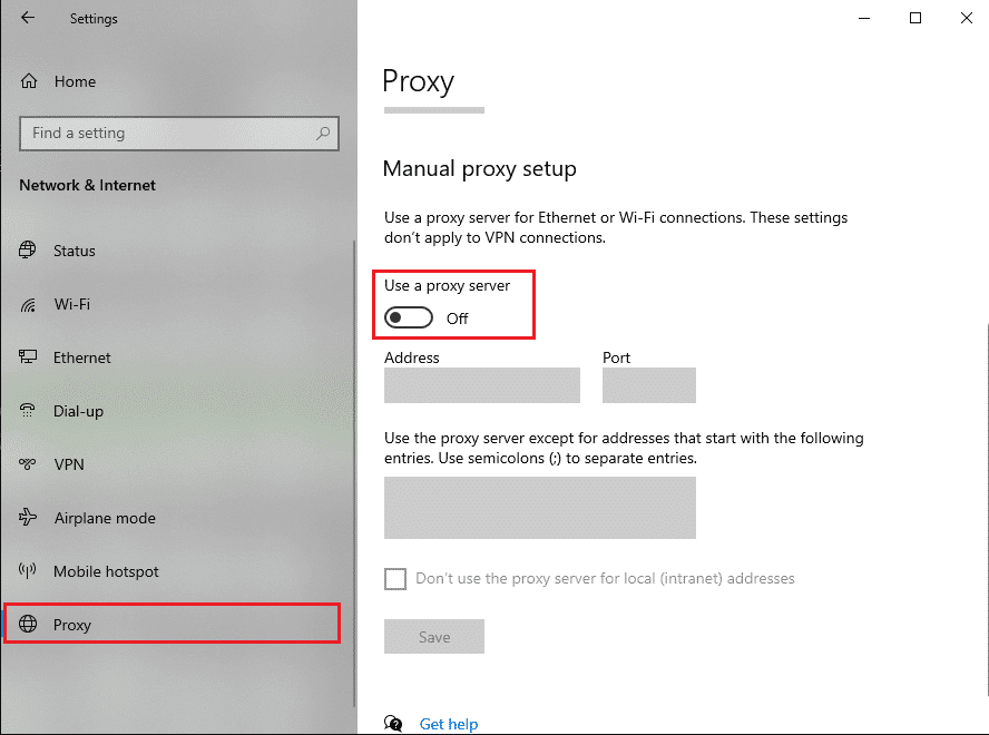 Disattiva l'opzione che indica Usa un server proxy per la tua LAN (queste impostazioni non si applicano alle connessioni dial-up o VPN)