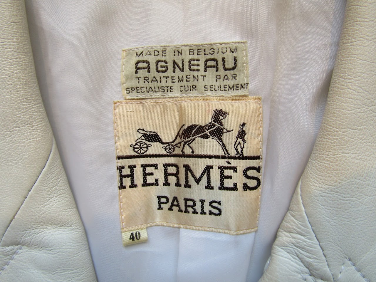 Hermes White Leather Trench Coat