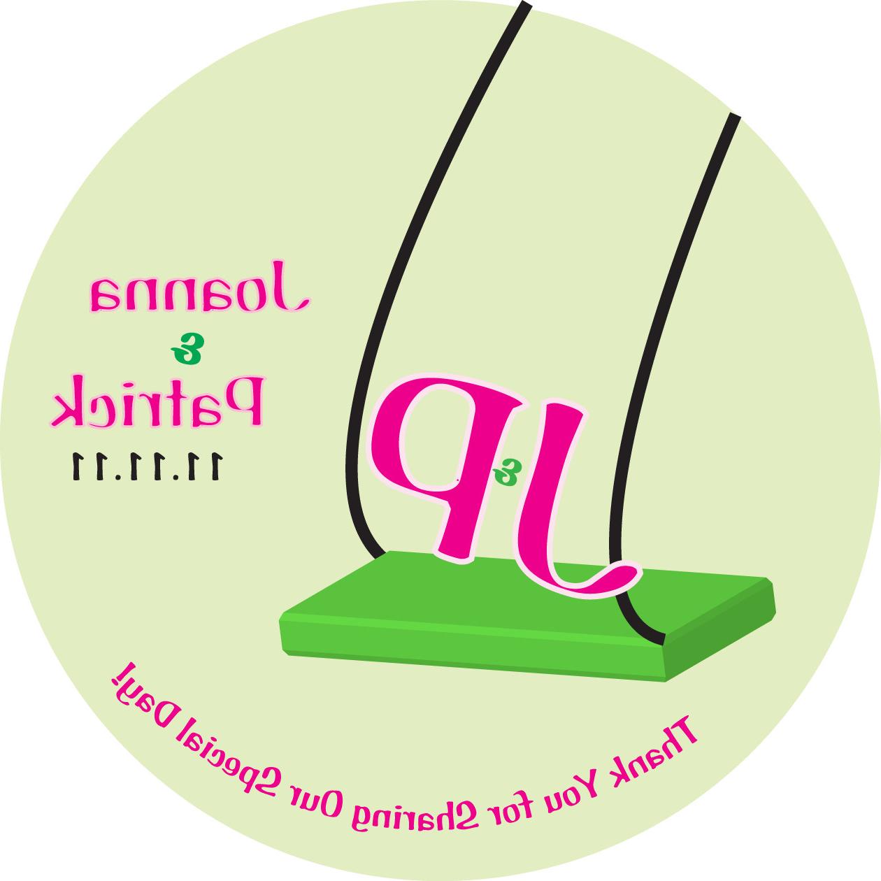 Swinging Together Personalized Wedding Stickers, Wedding Favor Labels,