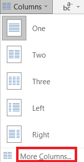 Haga clic en Más columnas.
