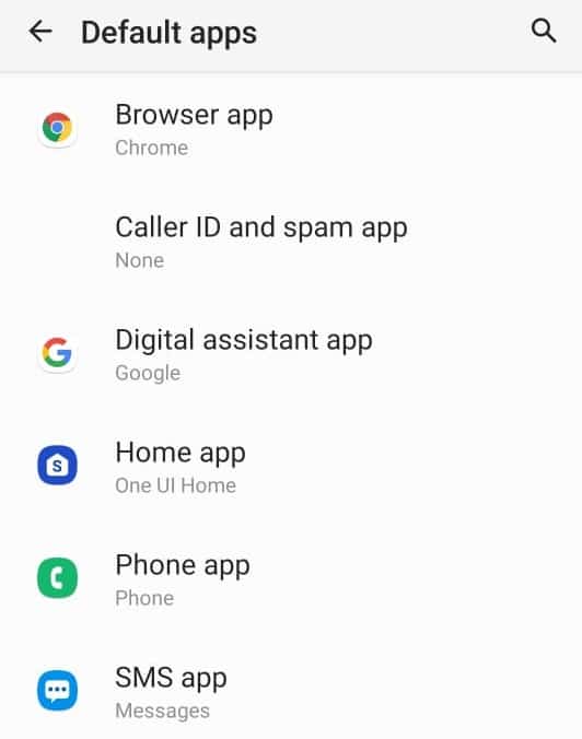 Seleziona l'app predefinita che desideri modificare.  Come aprire il menu delle impostazioni del telefono Android