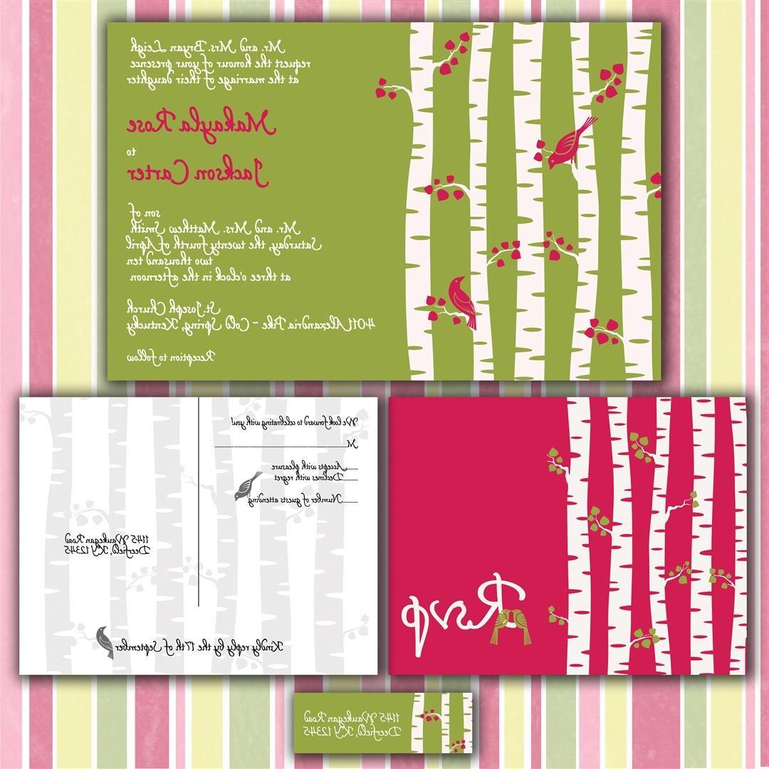 Birch Tree Forest Custom Wedding Invitation Suite with RSVP postcards and