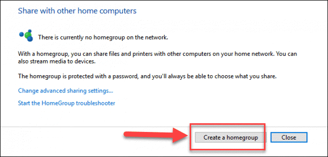 Klikněte na možnost Vytvořit domácí skupinu