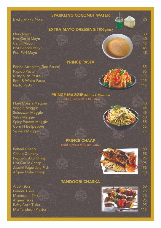 Prince Fries menu 