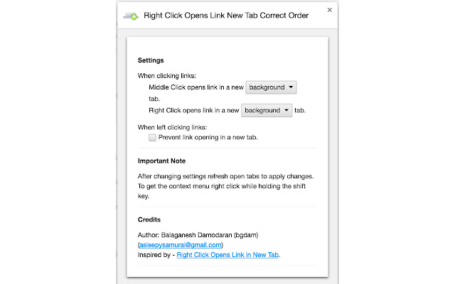 Right Click Opens Link New Tab Correct Order chrome extension