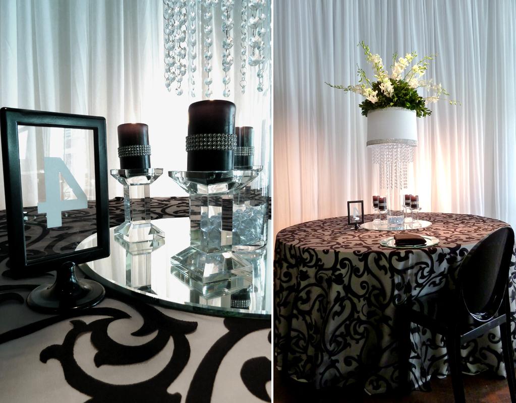 black and beige wedding decor