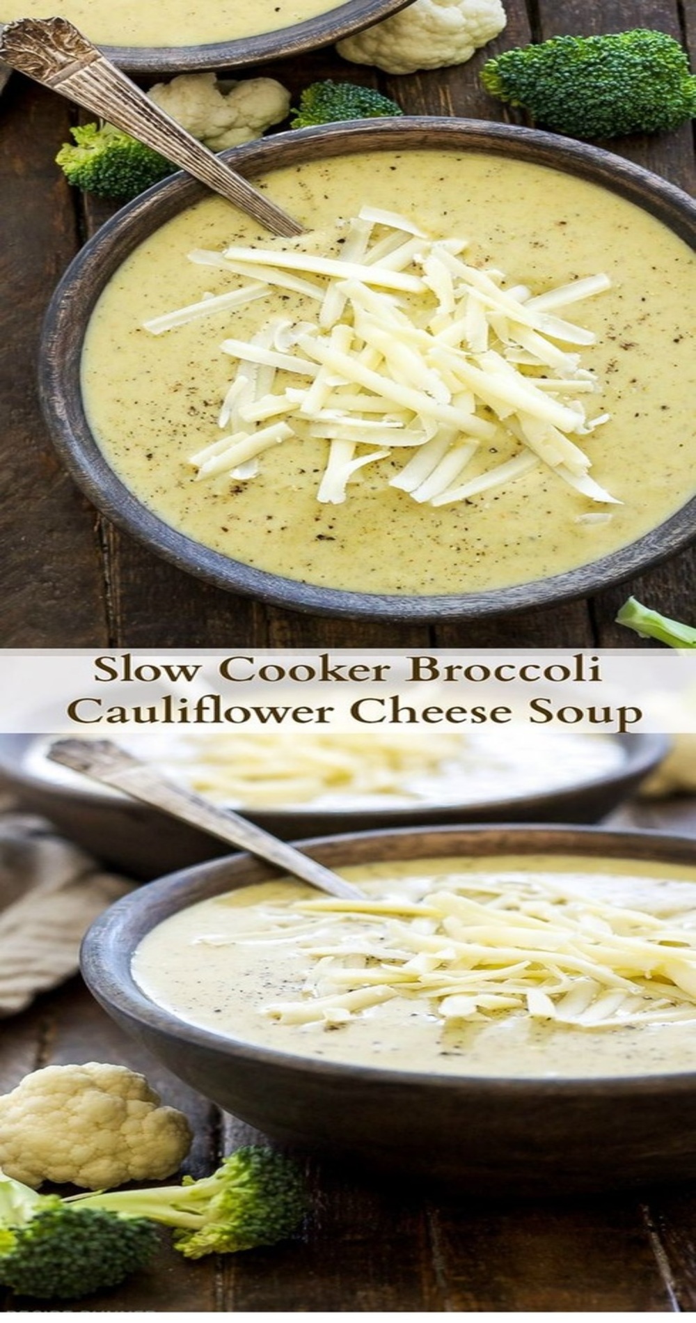 Slow Cooker Broccoli Cauliflower Cheese Soup
