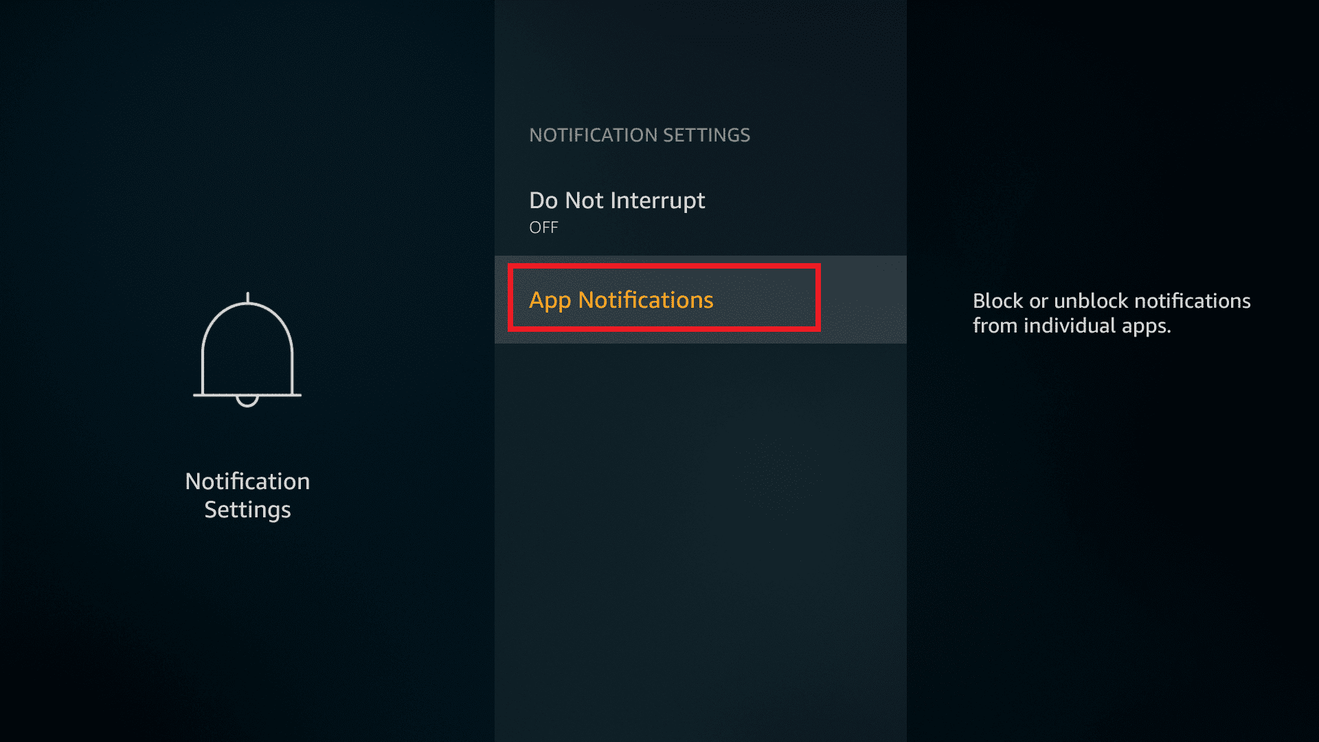 Seleccione Configuración de notificaciones Haga clic en Notificaciones de la aplicación