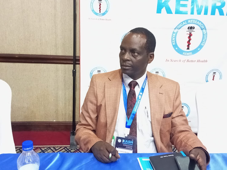 Dr James Mwitari, a senior research fellow of environmental health at Kemri and Co-director Clean-Air (Africa) project during a media briefing at the ongoing Kemri Annual Scientific and Health Conference on February 14, 2024