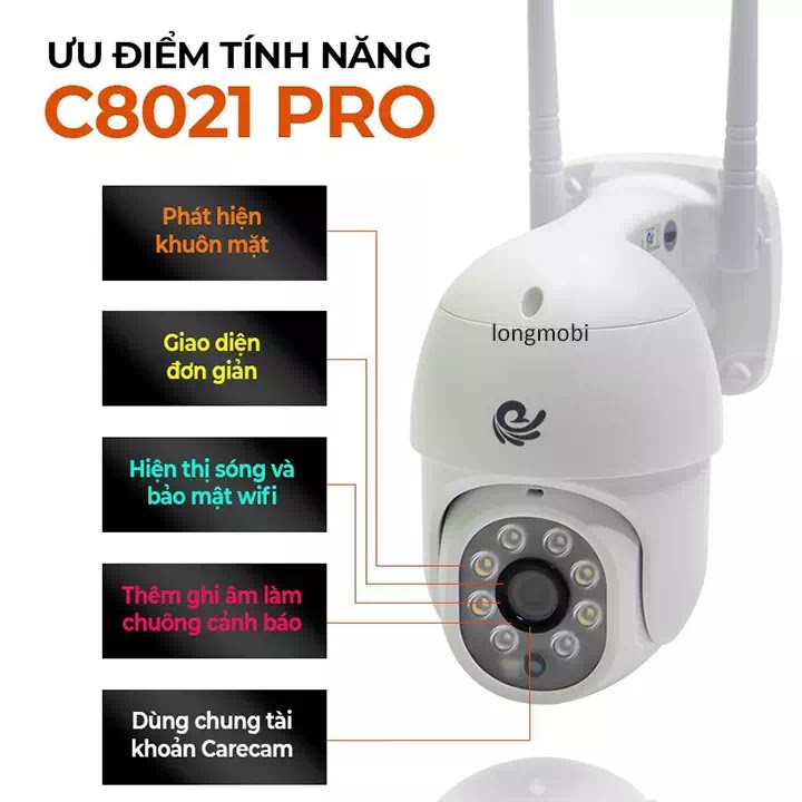 Carecam cc8021pro camera khong day ngoai troi co mau ban dem