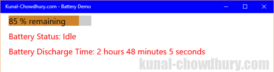 Universal Windows Platform - Battery API - Idle (www.kunal-chowdhury.com)