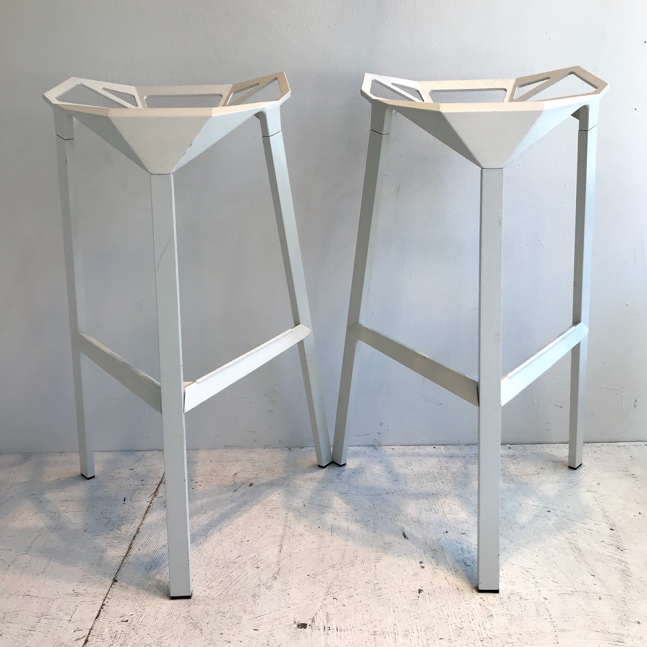 Geometric Metal Bar Stool Pair